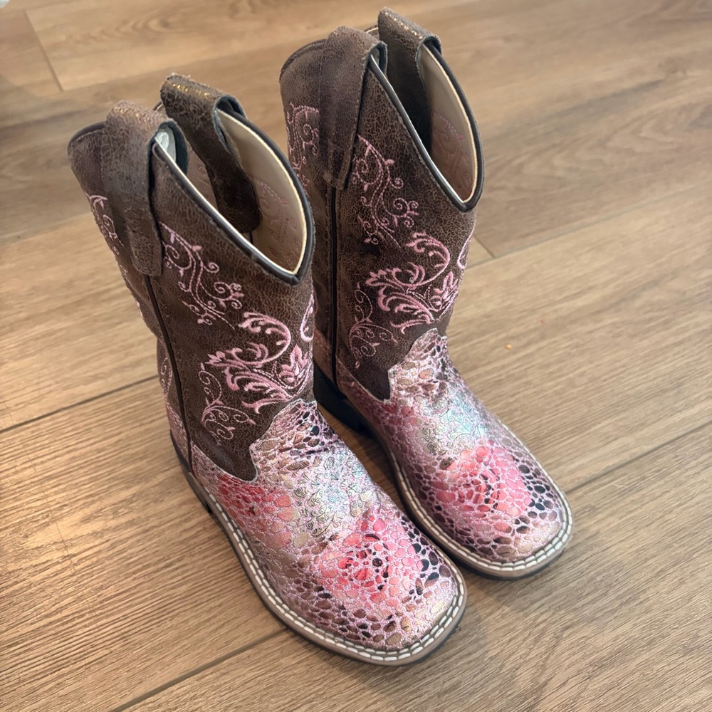 Pink and Brown Western Boots